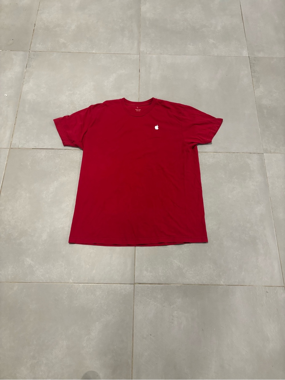 Apple Men's Red Short-Sleeve Crewneck Tee with Small Logo